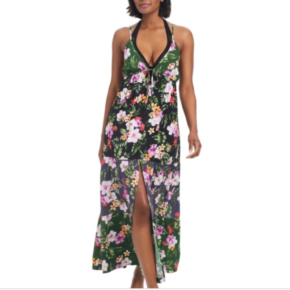 NWT Bar Iii Women's Floral-Print Tiered Cover-up Dress,Multi - Picture 2 of 3